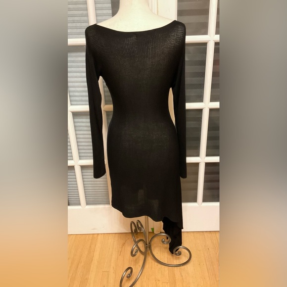 Gabriel.S Dress Black Knitted Asymmetrical With Slit SZ Large - Picture 11 of 12